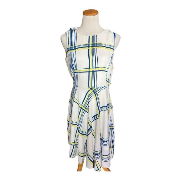 NWT Womens ABS Allen Schwartz Windowpane Plaid Sleeveless A Line Dress - Sz S - Picture 2 of 2